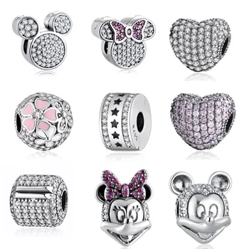 

S925 Clip Charm Poetic Blooms Open My Heart Mouse Starry Stopper Charm fit Lady Bracelet Bangle DIY Jewelry