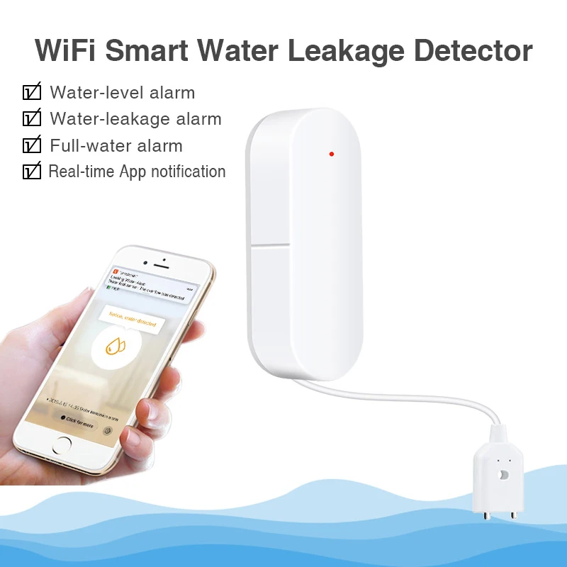 CPVan WiFi Leakage Alarm Detector WiFi Water Leak Sensor WiFi TUYA APP Water Detector Water Level Sensor for Home Alarm Systems