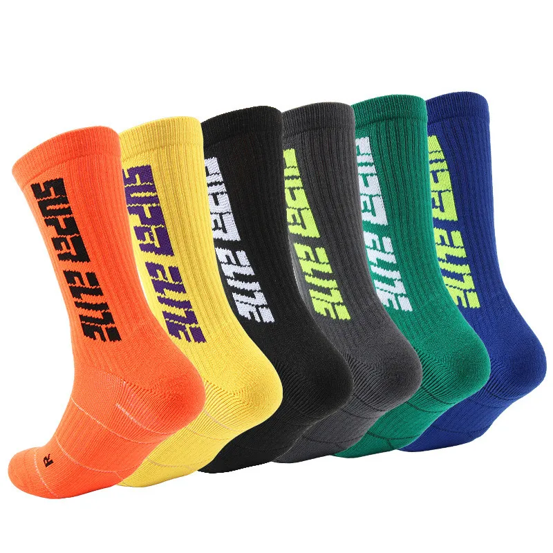 

Men's basketball socks elite socks letters fluorescent towel bottom trend sports socks non-slip tide mens fashion sports socks