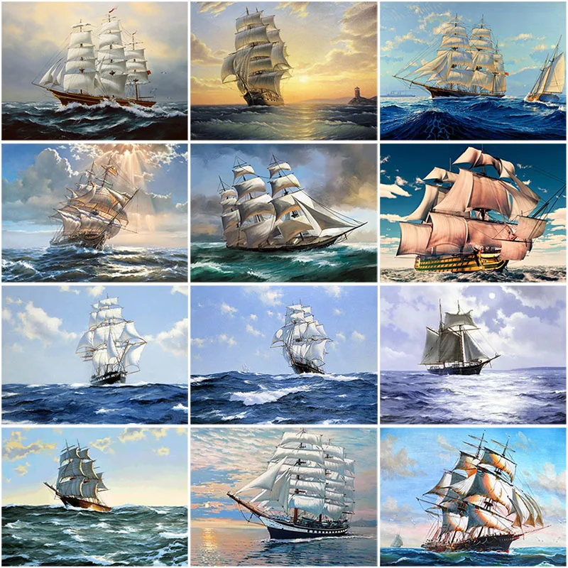 5D алмазная картина сделай сам корабль на море полная круглая Алмазная вышивка