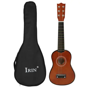 

Small Mini Guitar 21 inch 12 Fret 6 Metal String Wood Black And Bag D5BA