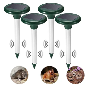 

Outdoor Ultrasonic Pest Repeller 4P Solar Powered Ultrasonic Mouse Mole Pest Rodent Mosquito Repellent Yard Garden Mole Repeller