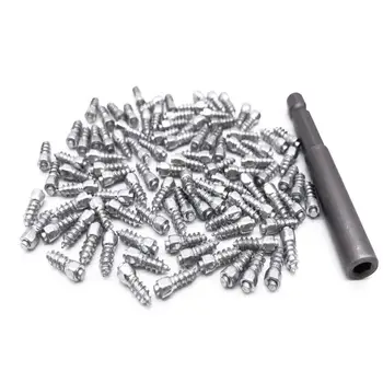 

100pcs Car-styling Screw Studs Car Tire Automobile Outdoor Non-slip Screws with Installation Tool Tungsten Steel Belt