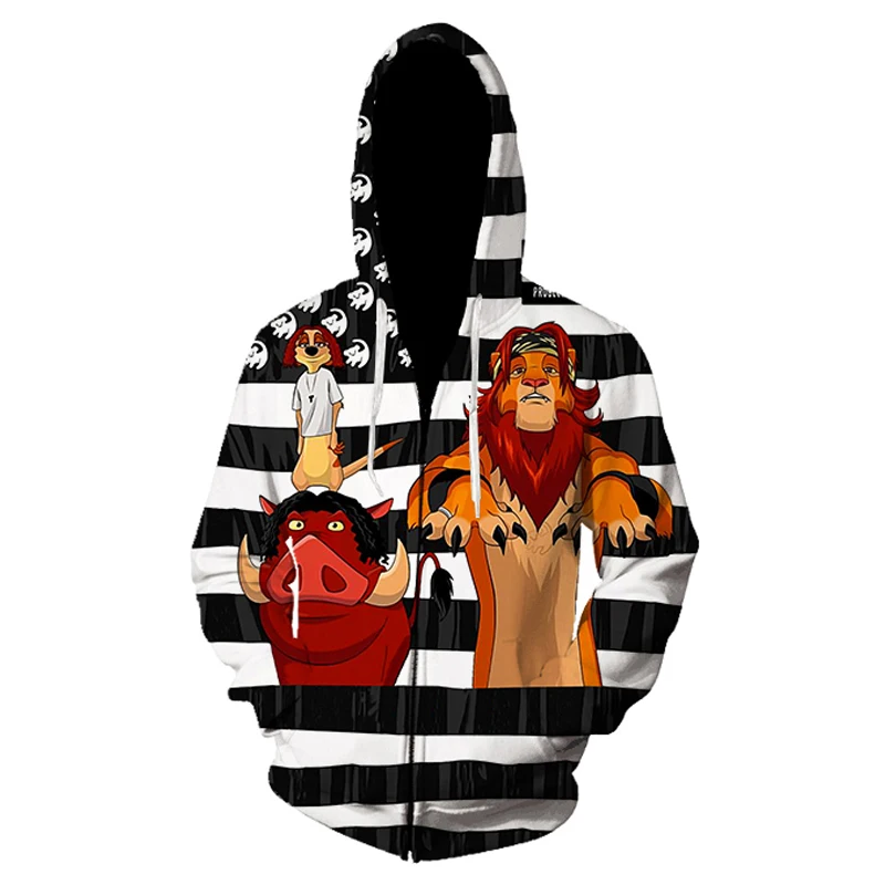 

2019 Fashion Unsiex Sweatshirt Hoodies Men Women Printed funny The lion king Hoodie Cosplay Streetwear Tracksuit Zipper Hoody