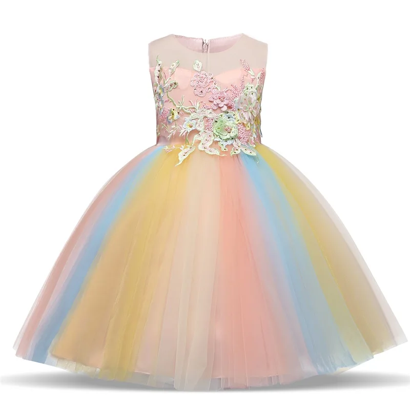 

Princess Dress Children Girls Lace Flower Clothing Sleeveless Embroidery Girls Prom Party Ball Gown Clothes Kids Girls Dresses