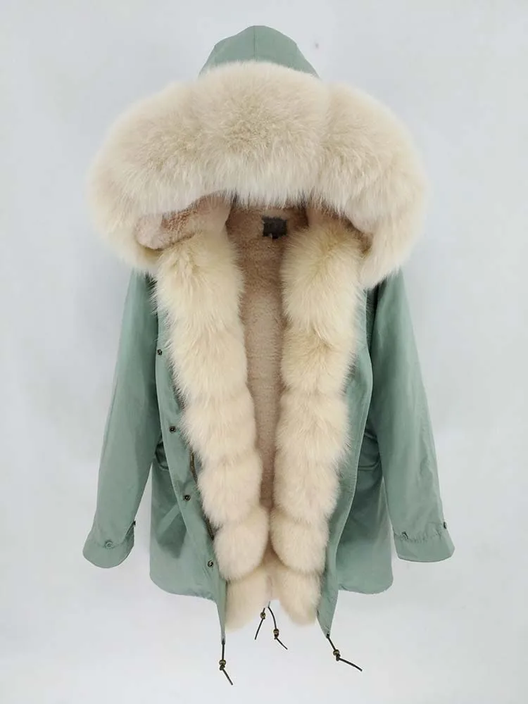 Женское пальто на натуральном меху FURTJY, парка длинная, теплая, с лисьим меховым воротником, съемная подкладка, зимний сезон - Цвет: 9