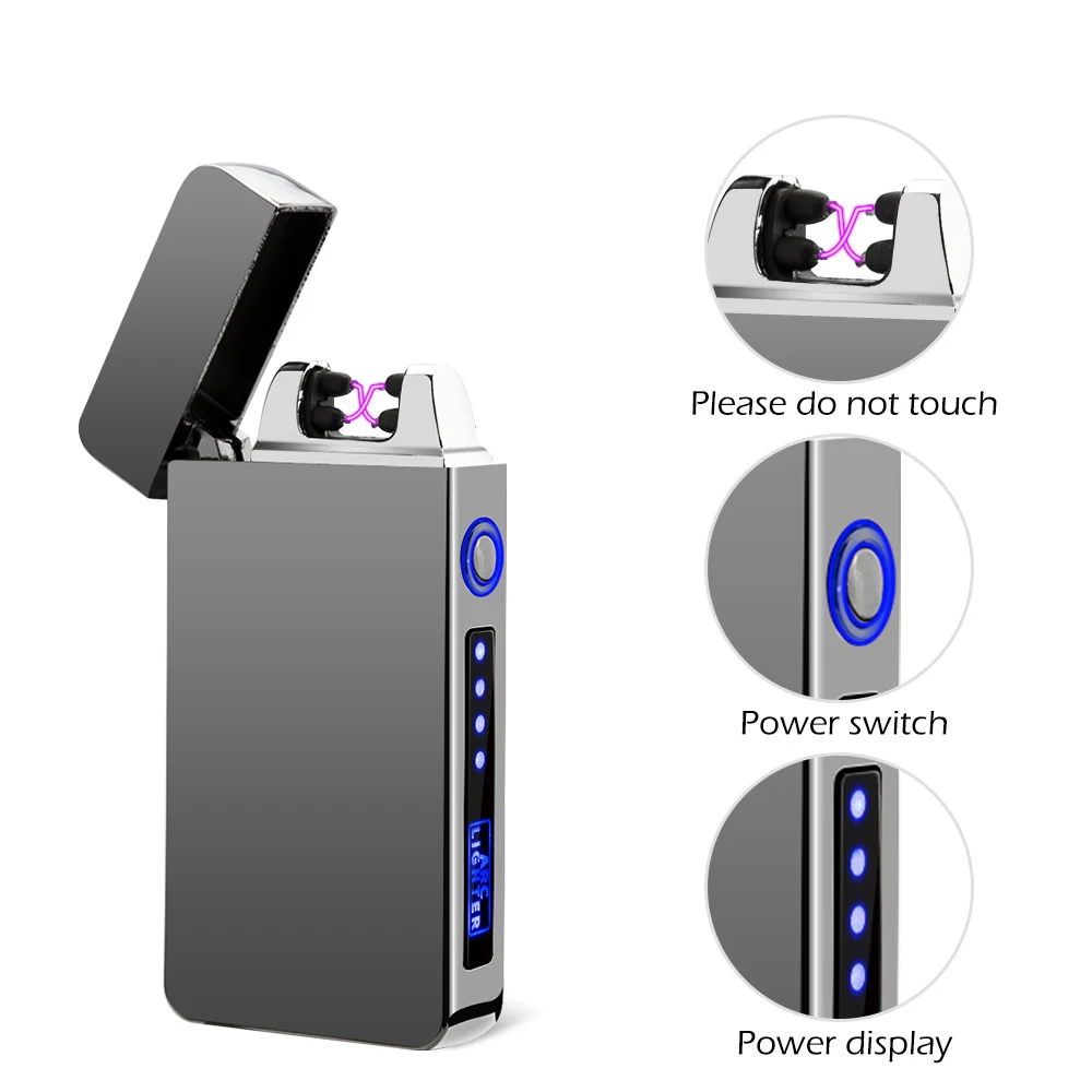 Металлическая двойная импульсная дуговая электрическая зажигалка USB