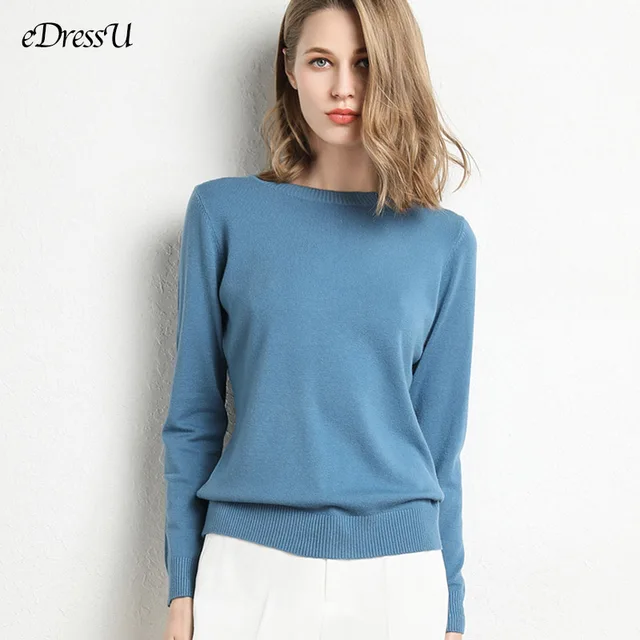 US $12.00 13 Colors Sweater Women Pullover O Neck Simple Autumn Winter Knitwear Yellow Camel Sweaters Korean