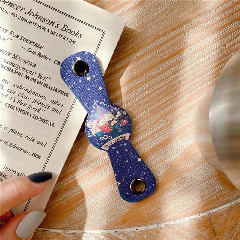 Милый мультяшный pu кожаный Портативный USB кабель Шнур Кожаный чехол для наушников Корейская гарнитура Органайзер проводов для наушников - Цвет: 2