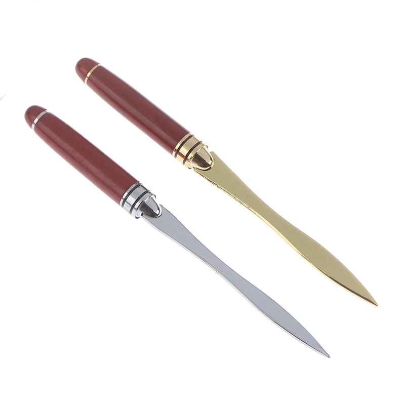 Wood Handle Letter Opener Stainless Steel Letter Opening Cut Paper Knife Split File Envelopes for School Student Stationery 1pc utility knife,mail opener,unboxing knife,pocket folding knife,craft cutting knife