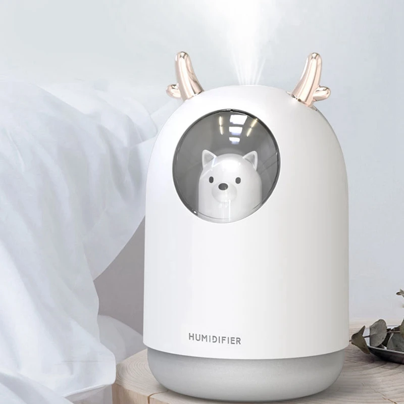 

300ML Cute Pet Ultrasonic Air Humidifier Aroma Essential Oil Diffuser for Home Car USB Fogger Mist Maker with LED Night Lamp