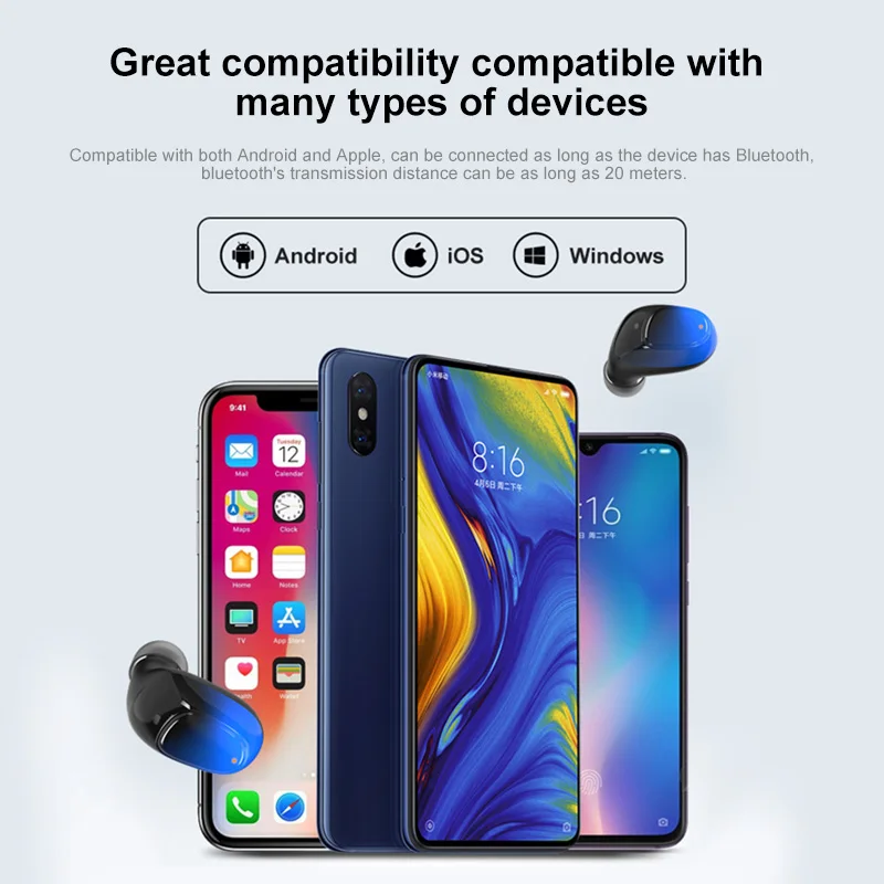 TWS беспроводные наушники Bluetooth 5,0 стерео Спортивные наушники Bluetooth HD стерео игровая гарнитура цифровой дисплей Сенсорная зарядка