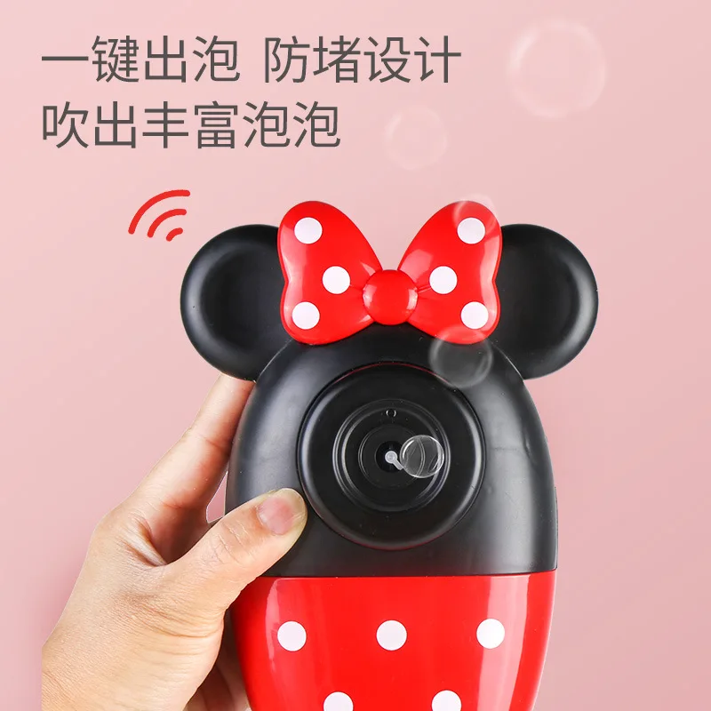 

Disney girls red Minnie Camera Bubble Blowing Machine Toys with box Mickey Electric Music Light Summer Outdoor kids Toys