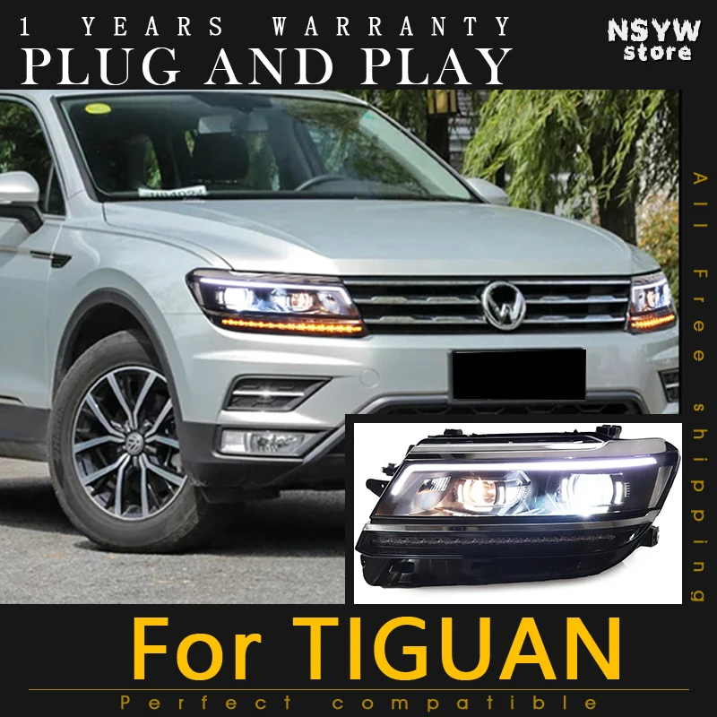 2 шт. стайлинга автомобилей головной светильник в сборе для VW Tiguan 2017 светодиодный