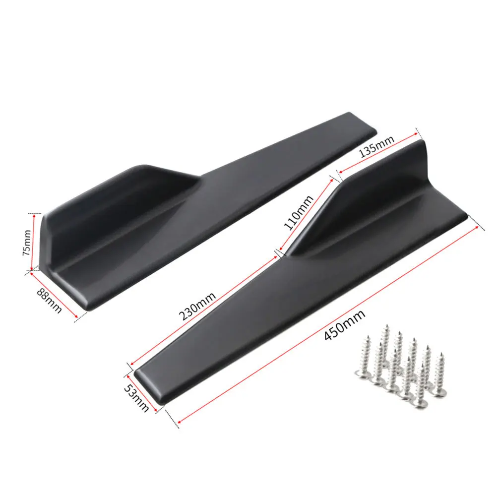 45cm Car Body Side Skirt Rocker Splitters Strakes Extension Splitters Moulding Trim Automobile Universal