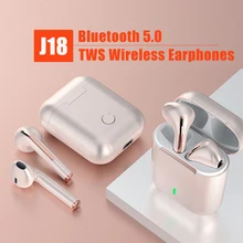 J18 TWS True Wireless Bluetooth 5.0 Earphones HiFi Stereo Headset Sports Waterproof Headphone Handsfree Ear Buds with Microphone