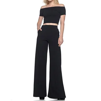 

2019 New Style Women Casual High Waist Fashion Solid Loose Wide Long Trousers Flowing Palazzo Pants Z817