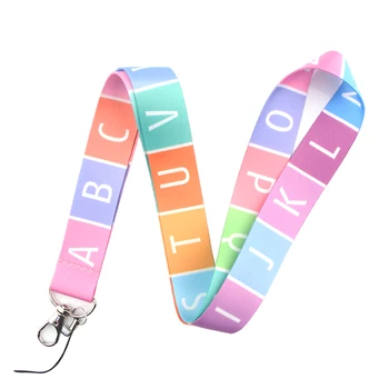 

K1049 Wholesale 20pcs/lot English Alphabet Lanyard Neck Strap for key ID Card Cellphone Straps Badge Holder DIY Hanging Rope