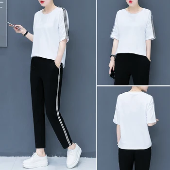 

2020 korean style women fashion clothing summer clothes for two piece set top and pants 2 piece sets womens outfits tracksuit