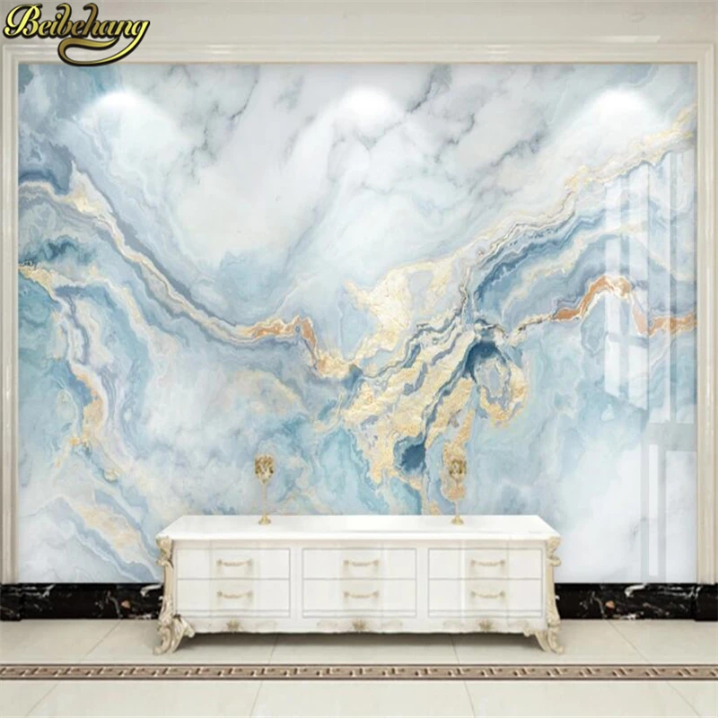 Photo Mural Wall-Painting Marble Tv Background Custom Beibehang Living-Room White Jazz