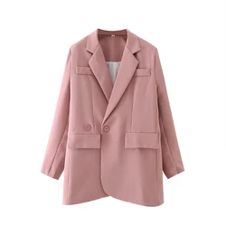 Nova za feminino blazers outono elegante entalhado senhora do escritório ternos casacos e jaquetas duplo breasted para mulher xnwmnz