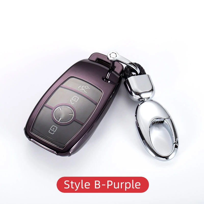 Style B-Purple Чехол для ключей автомобиля, брелок для Mercedes Benz W205 W213 CLS W222 W177-, аксессуары для интерьера - Название цвета: Style B-Purple