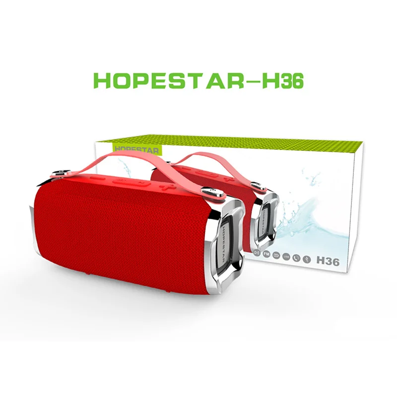 HOPESTAR H36 портативный открытый Bluetooth динамик IPX6 Водонепроницаемый супер бас сабвуфер 18650 Беспроводная колонка коробка музыкальный плеер - Цвет: Red