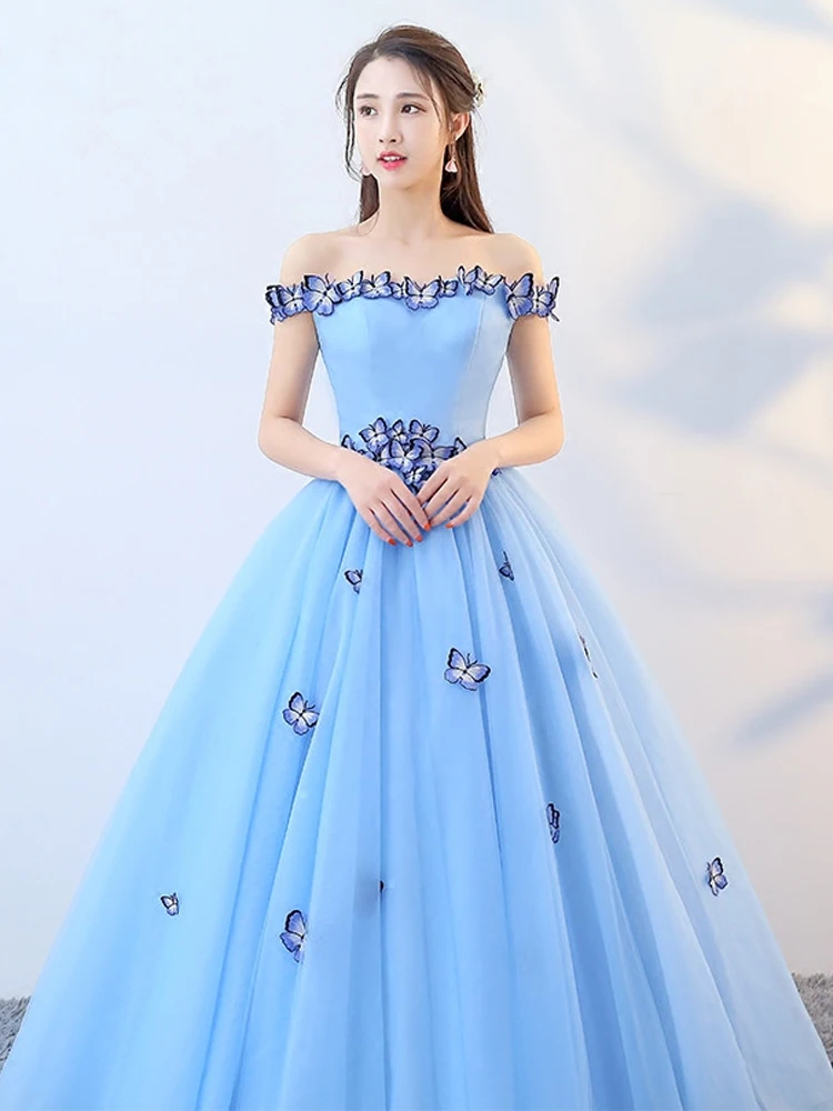 Это Yiya свадебное платье Элегантное с аппликацией и вырезом лодочкой голубое свадебное платье es плюс размер лодочка шеи с открытыми плечами Robe De Mariee CH087