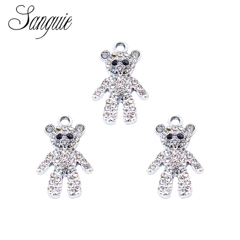 20pcs/lot crystal bear Dangle Charms Pendant fit Hanging Charm Bracelet Floating Necklace Jewelry | Украшения и аксессуары
