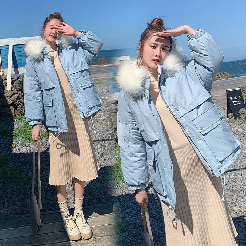 

Workwear Short-height Cotton Coat Women's 2019 New Winter Thick South Korea Loose-Fit Slimming Cotton-padded Clothes Large Fur C