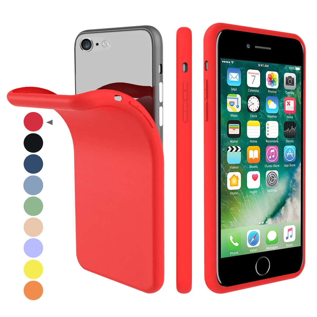 For iPhone SE 2020 4.7 inch Case Candy Color Soft Silicone Built-In Velvet Matte TPU Cover 7 iphone 8 Shockproof |