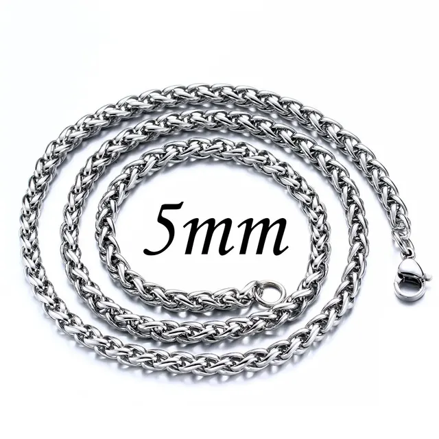 Mens Chain Necklace Wheat Link Tone 