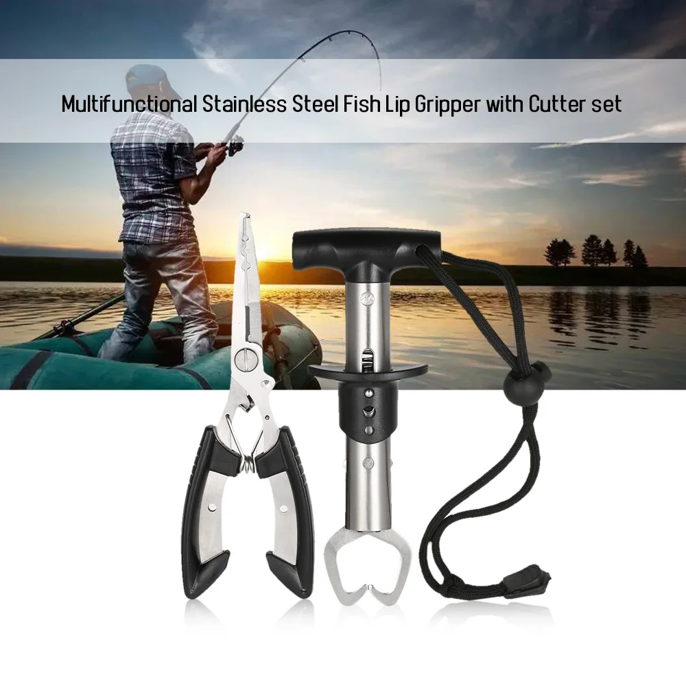 

Lixada Fish Lip Gripper Portable Stainless Steel Aluminum Alloy Cutter and TPR Handle Gripper Fishing Accessories