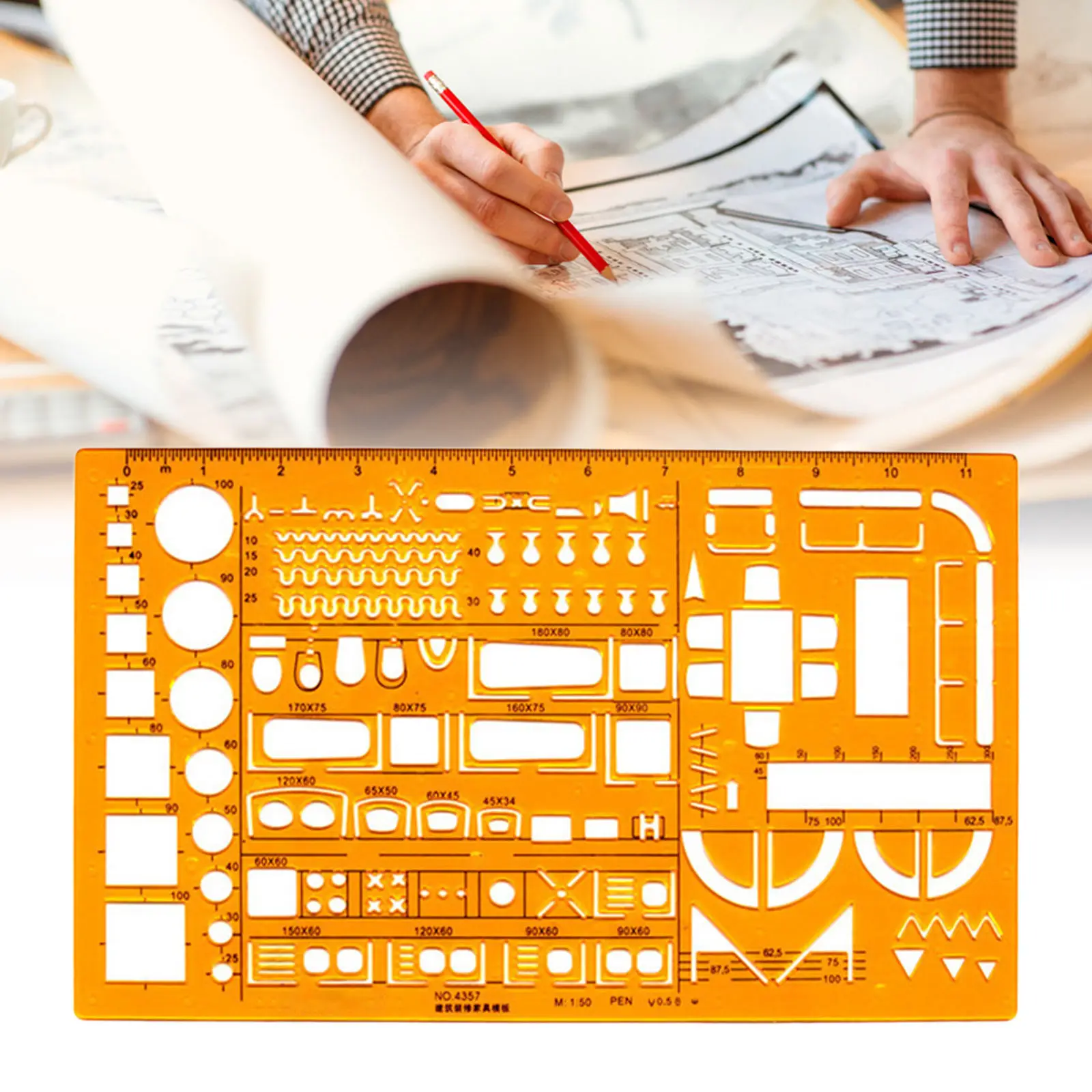 1pcsRulersArchitectMultiPurposeDrawingTemplateHouseInterior