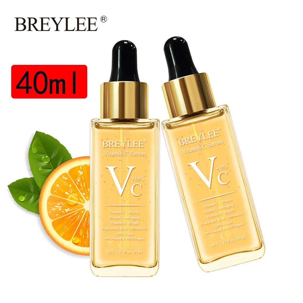 BREYLEE Vitamin C Anti-Aging Hyaluronic Acid Serum Remove Melanin Brighten Fade Freckle Ageless Whitening Facial Skin Care 40ml | Красота и