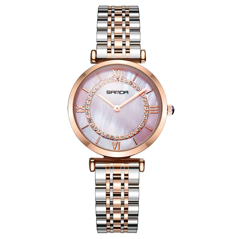 

SANDA Fashion Women Watches Brand Luxury Ladies Watch Rose Stainless Steel Quartz Wrist Watch Female Clock Relojes Para Mujer