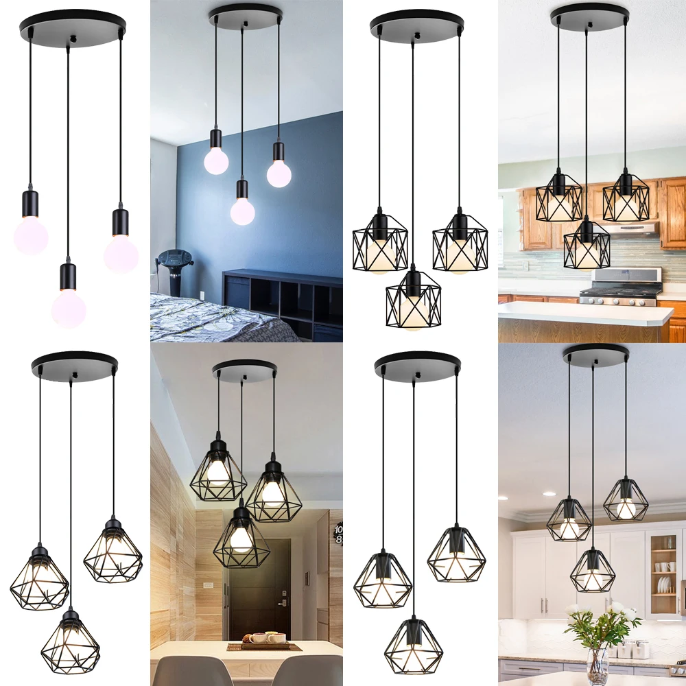 Modern Nordic Pendant Lights Vintage Retro Loft Cage Pendant Lamp Industrial Living Room Kitchen