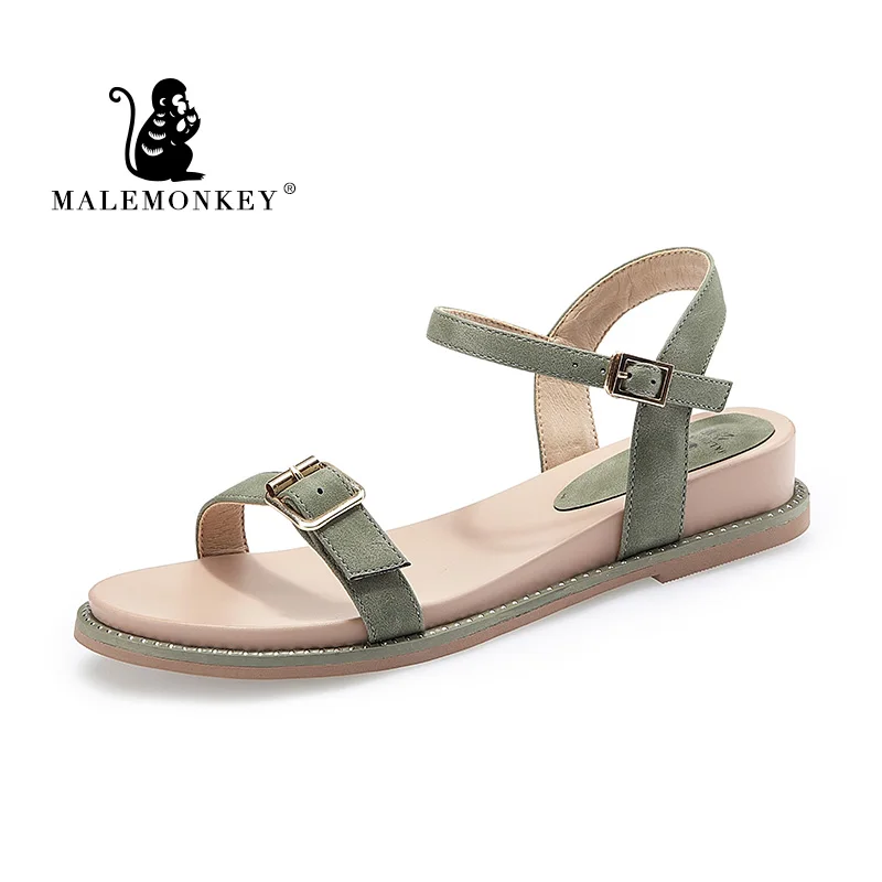 

MALEMONKEY New 2020 High Quality Sandals Women Shoes Fashion Buckle Female Summer Flat Sandals Ladies Casual Shoes