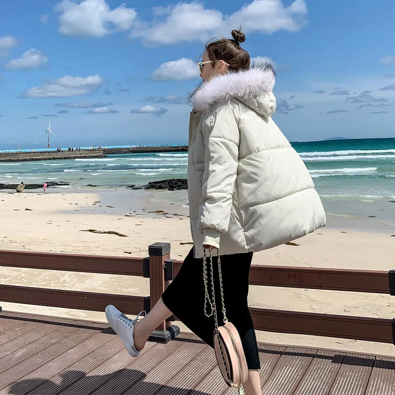 #*Cheap 2019 New Women #039;s Down Jacket Winter Warm Parka Outwear Short Thicken Hooded Female Fur Collar Cotton Wadded Coat Ladies Large