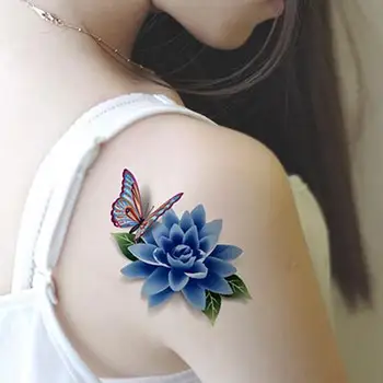 

2 Pcs 3D Arm Body Art DIY Stickers Temporary Tattoo Butterfly Flower Feather Sticker Water Transfer Fake Tatoo