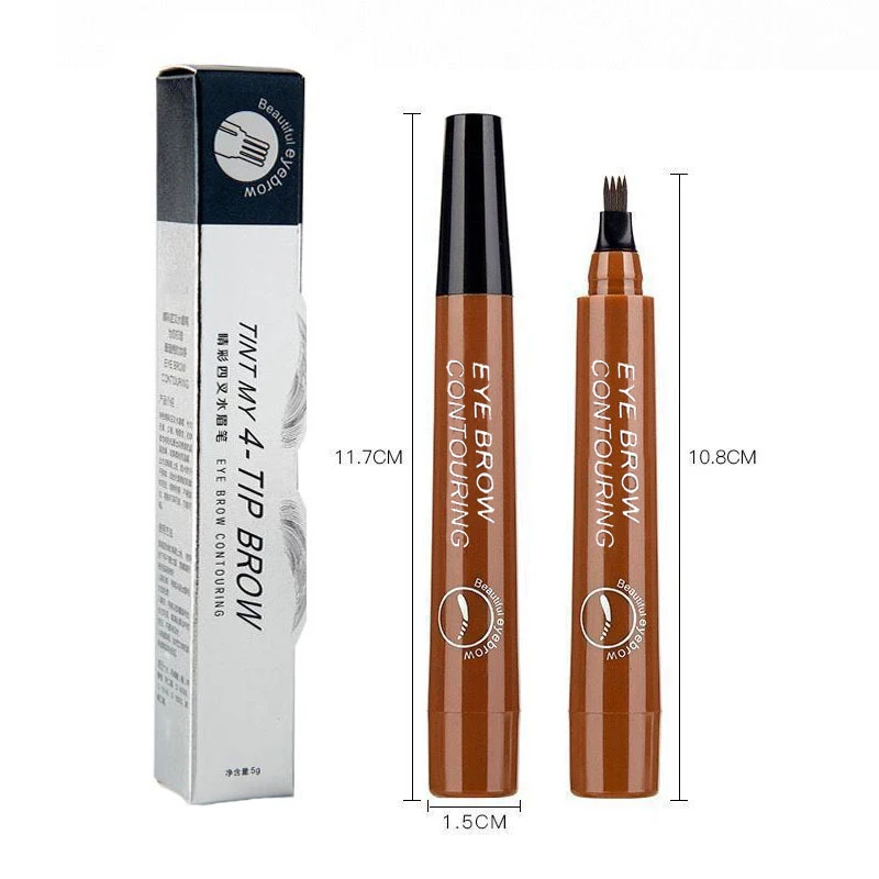 5Colors Long Lasting Brown Liquid Eyebrow Pen Waterproof 4 Fork Tip Eyebrow Tattoo Pencil Women Eye Cosmetic Beauty Makeup