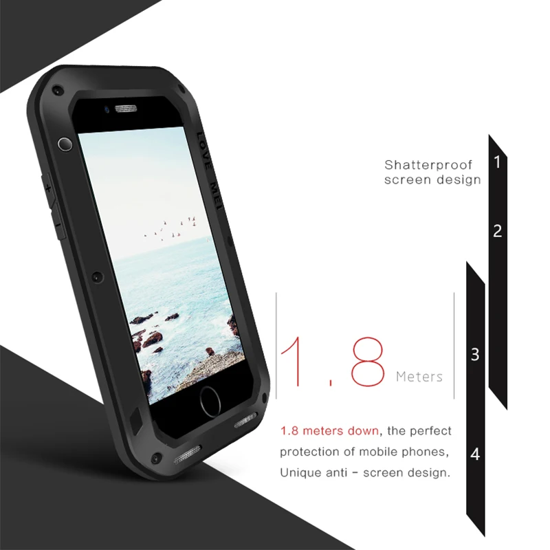 LOVE MEI Алюминиевый металлический чехол для iPhone 8 8 Plus, мощный защитный противоударный водонепроницаемый чехол для iPhone 8 8 Plus, чехол