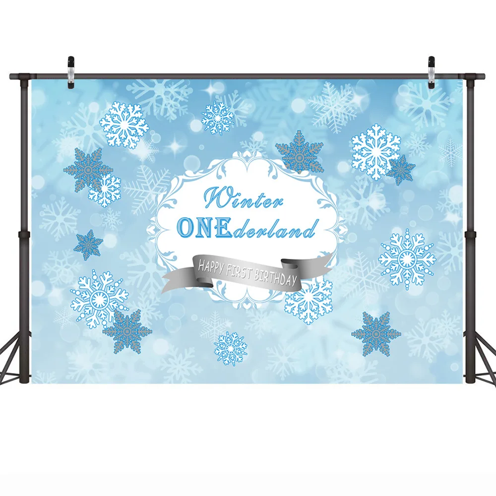 Зимние фоны Onederland Baby Shower 1st первый день рождения баннер синий снег украшения фото фон для фотосъемки