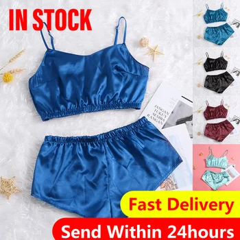

New Sexy Lace Lingerie Silk Underwear Sleepwear Underwear Pajamas Satin Tops Underwear Set Female Strap Bras Brief Sets