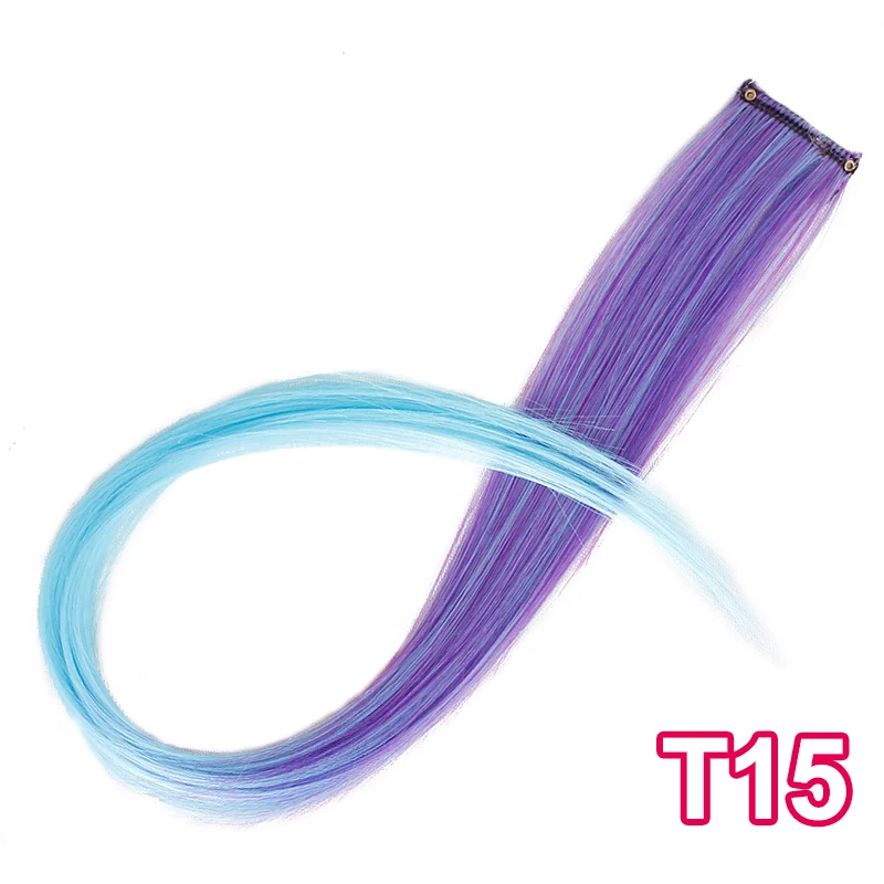 AISI BEAUTY, один зажим в одном куске, волосы для наращивания, цвета радуги, Синтетические длинные прямые Ombre розовые серые шиньоны для женщин - Цвет: T15