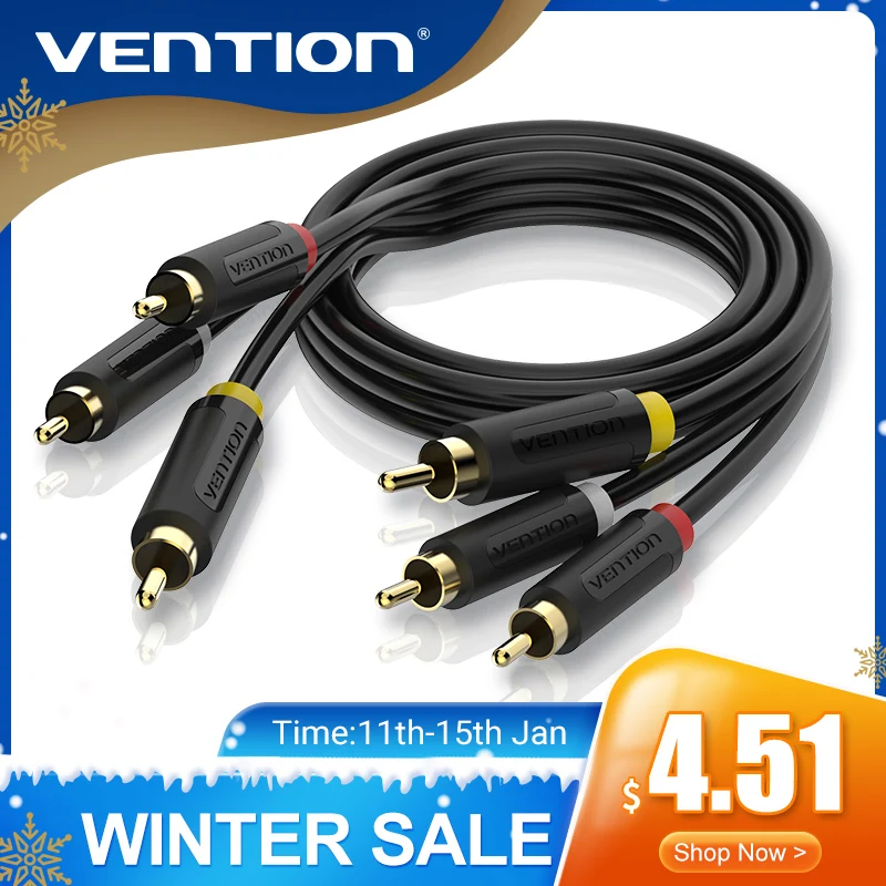 Аудиокабель Vention 3RCA позолоченный av кабель Папа папа аудиокабель RCA для STB DVD TV VCD