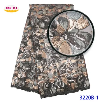 

BIg lace Elegant African french lace fabric Shiny wedding Nigeria celebration Arfican Sequin Lace Fabric Dresses MR3220B