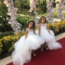 Белые Платья с цветочным узором для девочек; Бальные платья; белые тюлевые Платья с цветочным узором для девочек; платья для дня рождения; платье для фотосессии на заказ