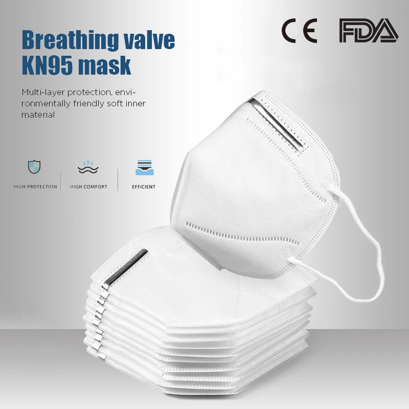

100pcs Anti Pollution KN95 Dust Mask ffp3 Disposable Masque Polygel Mouth Masks Earloops Face Masks Respirator KN95 ffp2