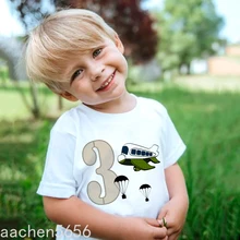

2022 New Cartoon Plane Children Birthday T-shirt Fashion Casual Boys Short Sleeve Graphic Tee Kids Clothes 1 To 5 Years Old Gift